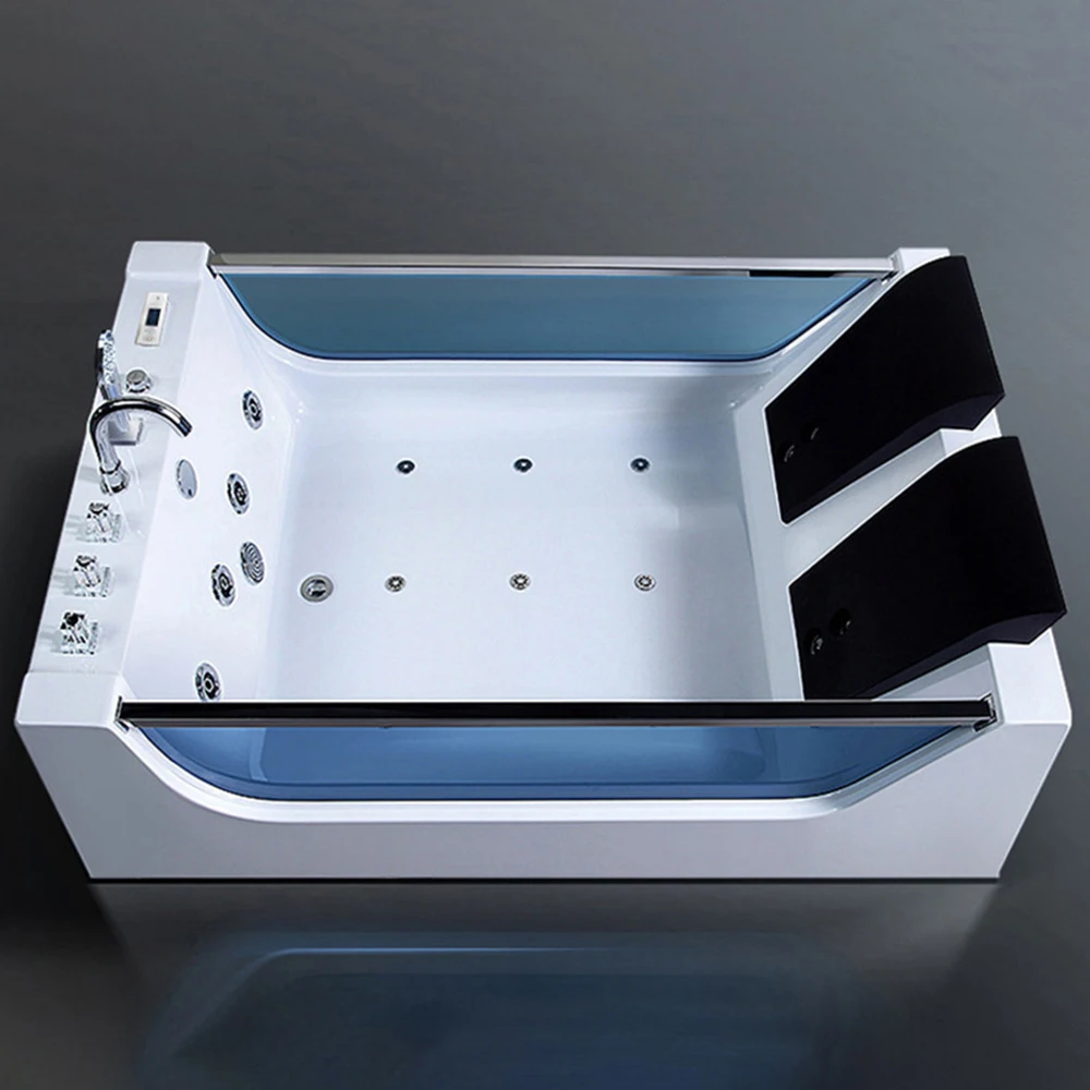 1800mm Whirlpool Double People Bathtub LED Colored Lights Indoor Spa Surf Massage Tub 1812A