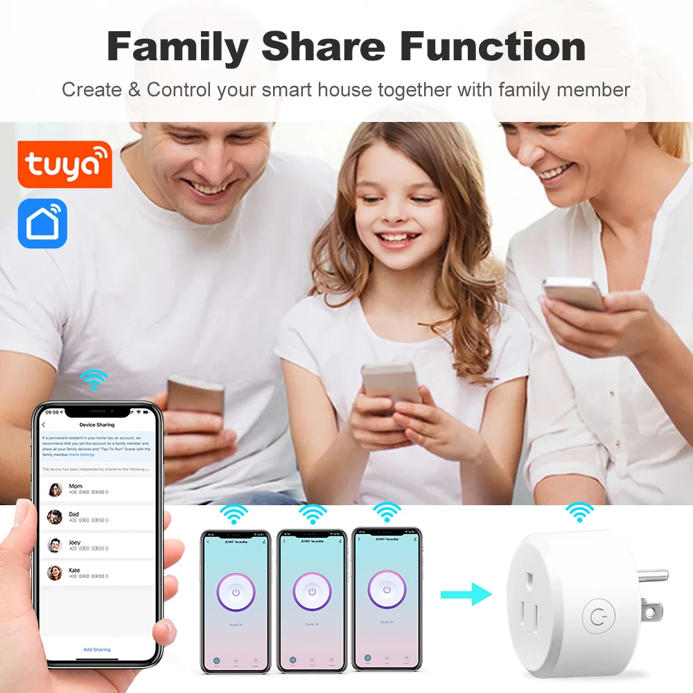 Tuya Smart Wifi Plug US Socket Wireless Outlet Timer Wireless Remote Control Smart Home Appliances for Alexa Google Home 10A