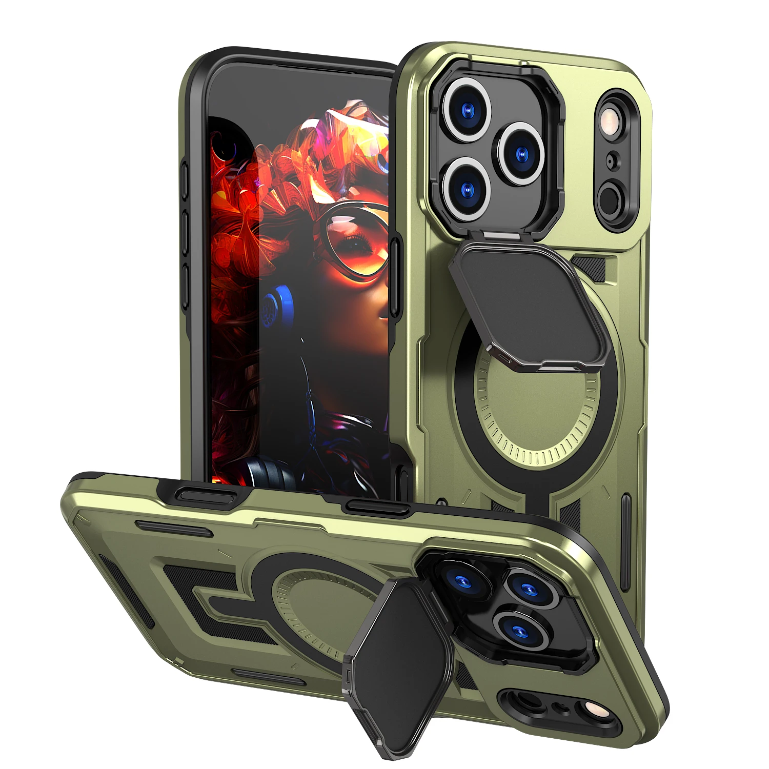 Magnetic Camera Protective Case with Kickstand and Impact Resistance