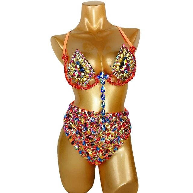 Conjunto de disfraces de carnaval de Samba Rio para mujer, traje de danza  del vientre con lentejuelas con cuentas, pieza de cabeza de pluma turquesa,  Sexy, nuevo - AliExpress