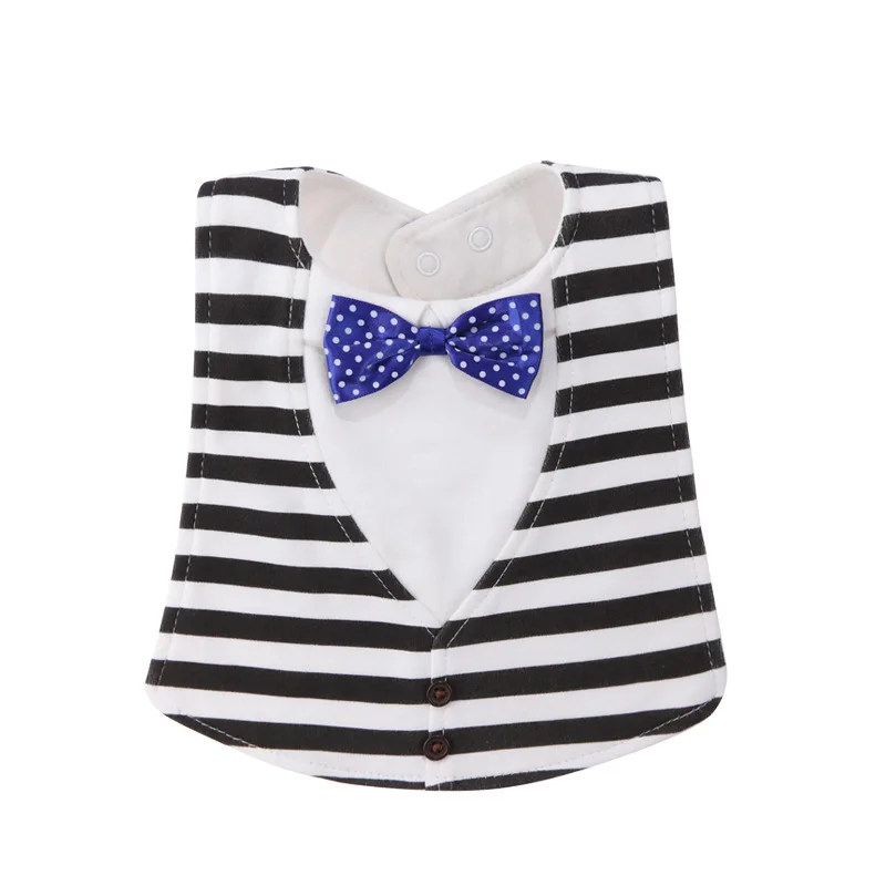 Pure Cotton Baby Bibs Infant Boy Gentleman Bib With Bow Tie Toddler Fashion Burp Cloths Feeding Bibs Boys Saliva Towel 2
