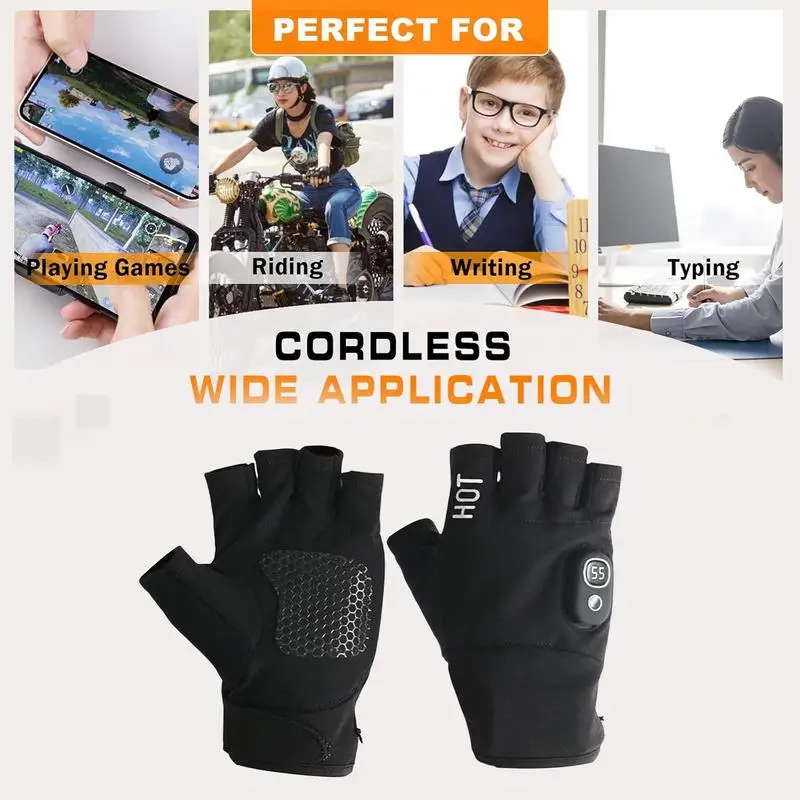 Heated Fingerless Gloves Heated Motorcycle Fingerless Gloves Electric Heating Mittens Winter Hand Warmer for Work Study Sports 6
