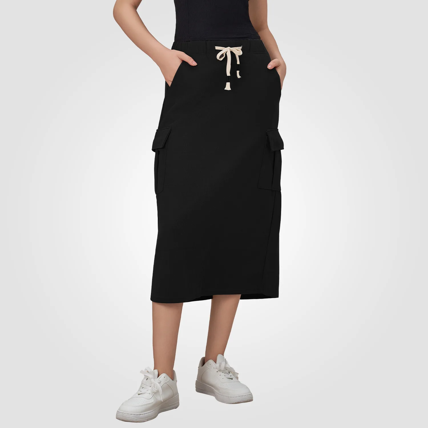 Mermaid Curve Workwear Skirt Women's Spring and Autumn New Drawstring Casual Fashion Hip Skirt Mid-length Half-length