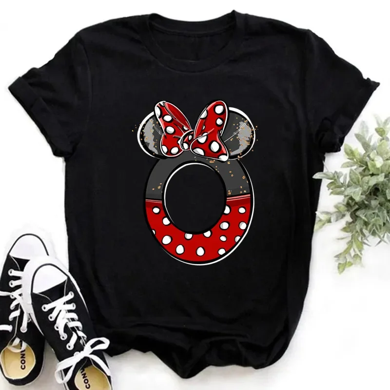 thumbnail image 1 of Ropa de verano de manga corta de Disney para niños, camisetas de algodón con estampado de letras de Minnie Mouse, camisetas de la AZ para niños, camisetas Y2k para niños y niñas, 1 of 5