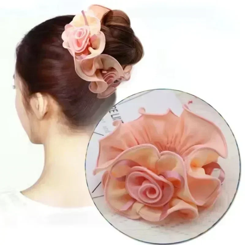 Elegant Pearl Flower Hair Scrunchie - Stylish Korean Hair Accessory
