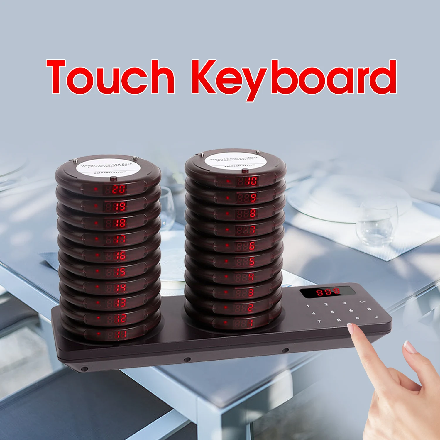 Wireless Calling System Wireless Restaurant Pager System Calling Coaster Buzzers Dual Charging Base For Cafe Church Clinic Food Court Food Truck