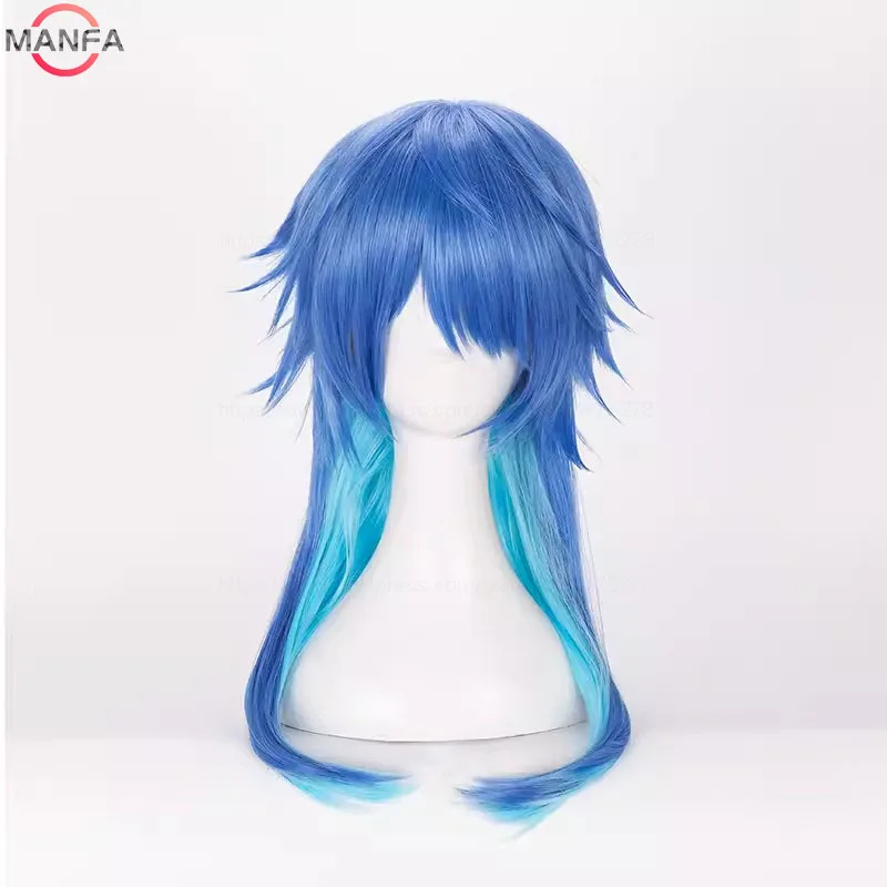 Dramatical Murder DMMD Seragaki Aoba Cosplay Wig Gradient Blue Heat Resistant Synthetic Hair Wig + Wig Cap