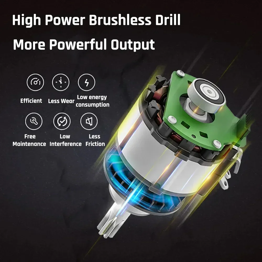 WORX WU399 5.0J Electric Hammer Impact Drill Industrial Grade Brushless 20V Green Lithium Battery 4