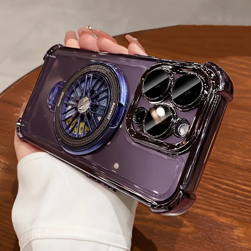 Luxury Magnetic 360° Rotating Bracket Phone Case with Air Plating Clear Bumper Cover