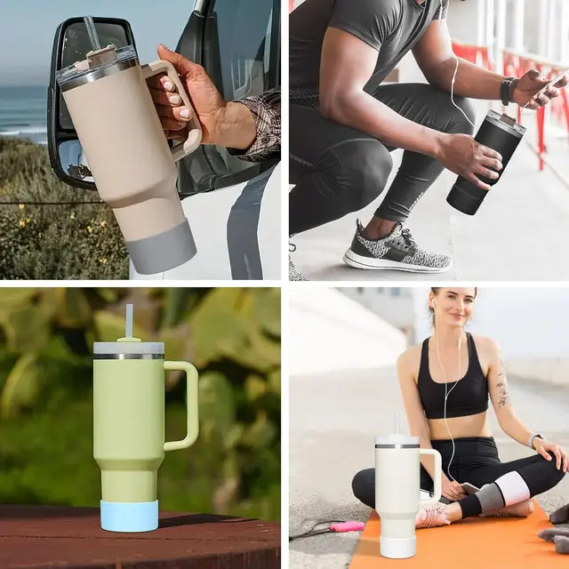2Pcs Silicone Boot for Stanley Quencher Tumbler Protective Cup Bottom Sleeve Cover Cup Accessories Fits H2.0 30oz 40oz 6