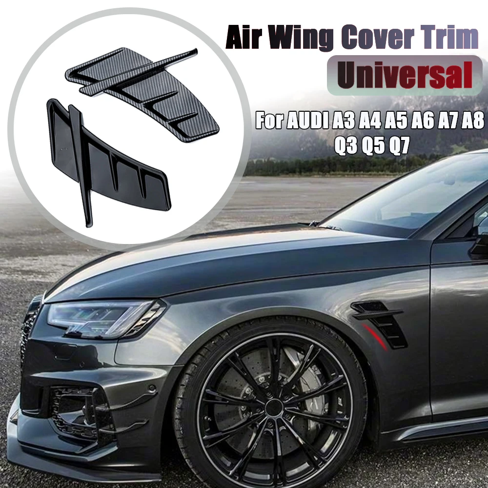 Universal 2Pcs Car Shark Gill Side Fake Vent Sticke Side Fender Trim Tuning Per Audi A3 A4 B8 A5 A6 C6 A8 Q3 Q5 Q7 Rs5 Rs6 S3 Tt
