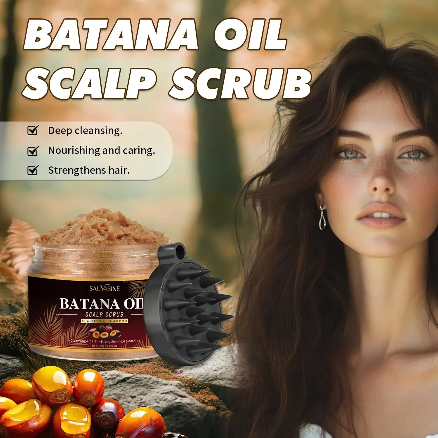 Batana Oil Scalp Scrub for Strengthening Hair Deep Cleaning Nourishing Soothing Clarifying Shampoo for Sensitive Scalp Hair Care 2