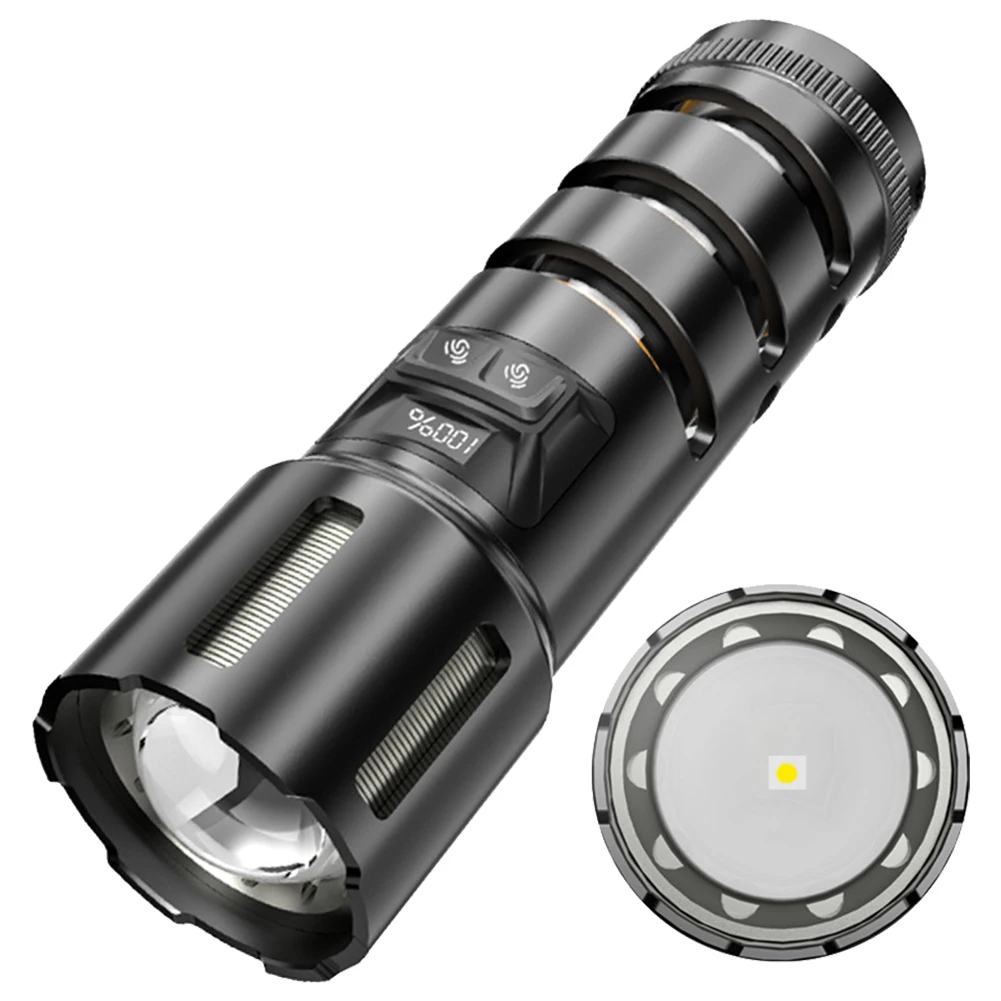 Description Picture 6 of itemHigh Power LED Flashlight USB Rechargeable IPX4 Waterproof Portable Torch Light Zoomable Digital Display Powerful LED Flashlight
