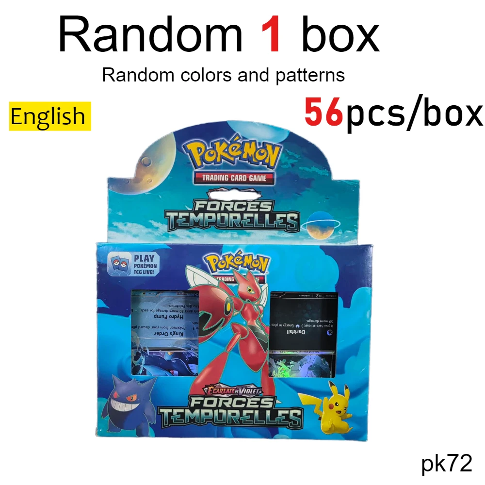 新しい 56 ピース/セット英語ポケモン TCG スカーレット & バイオレット Temporelles ForcesBooster バトルトランザクションカードおもちゃギフト子供ファンのため
