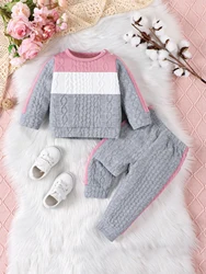 2Pcs Winter Outfit Set For Baby Girls O-neck Long-sleeved Casual Top+Elastic Waist Pants Soft Set Infant Newborn Clothing