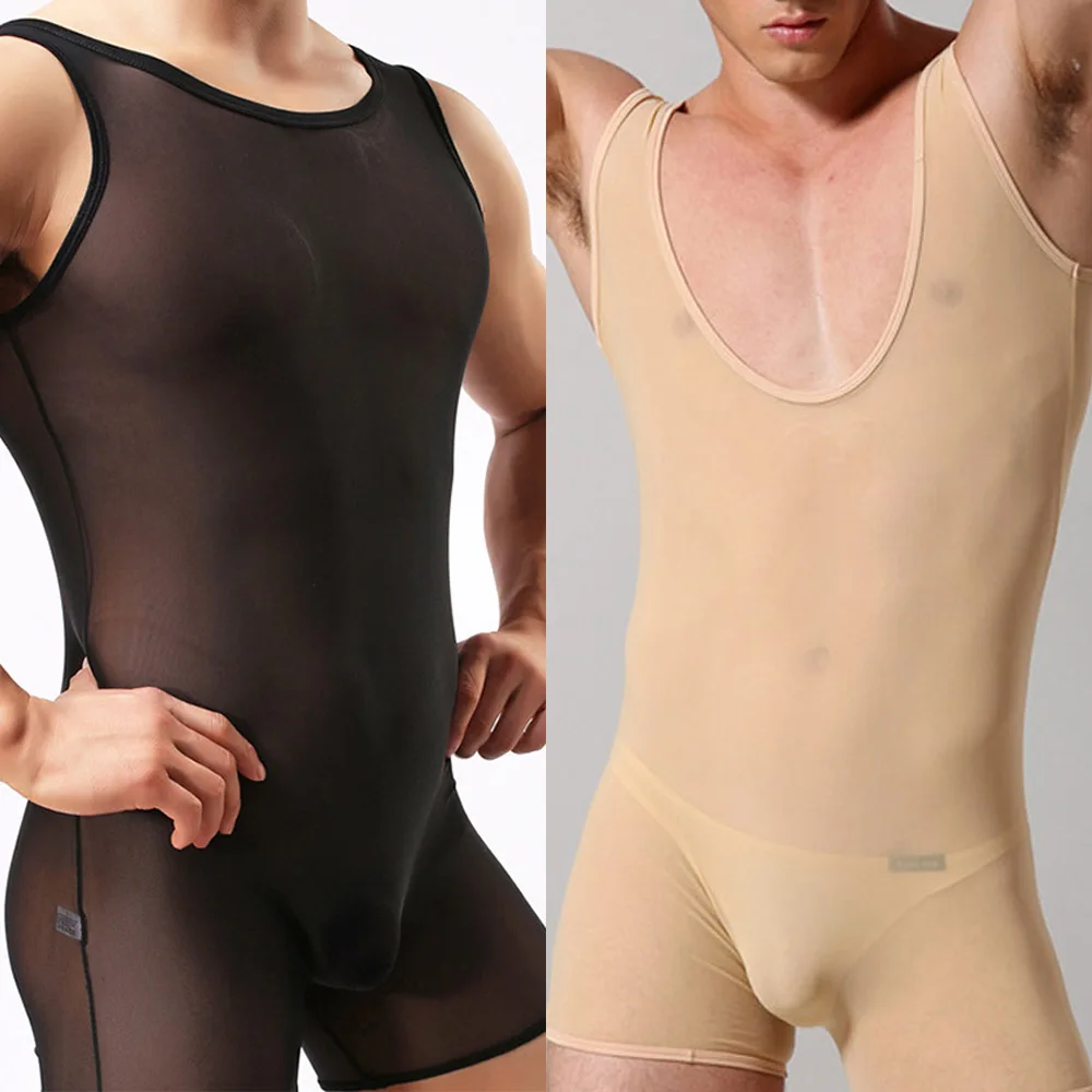 Men Gay Bodysuit Shapewear High Elastic Jumpsuit Male Transparent Erotic Playsuit Body Stocking Mesh Tank Tops Boxer Briefs,body shaper,slimming vest,compression sports vest,compression sports top,muscle shaper,mens lingerie