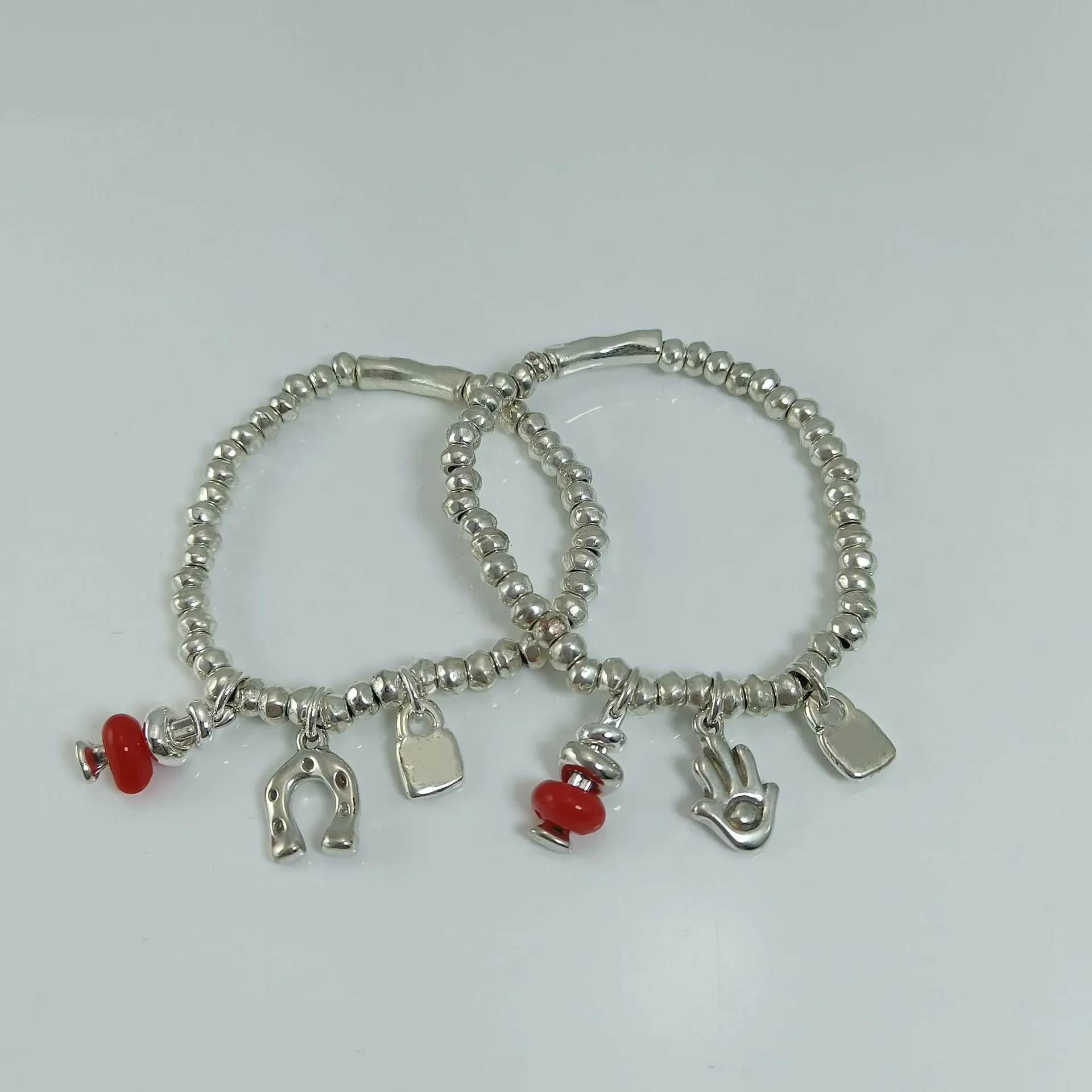 

Spanish Original Fashion Plating 925 Silver Crystal Lucky Bead Palm Bracelet and Horseshoe Bracelet Festive Jewelry Gift