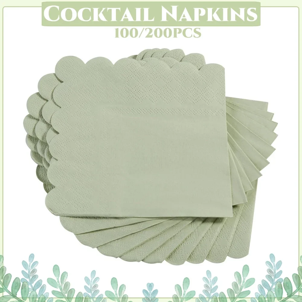 200/100pcs Cocktail Napkins Disposable Beverage Napkin Paper Napkins 2 Ply For Dinner Wedding Baby Shower Birthday Party