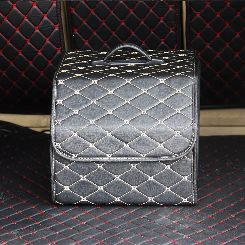 Car Storage Box Pu Leather Trunk Organizer Collapsible Automobile Stowing Tidying Bag for SUV