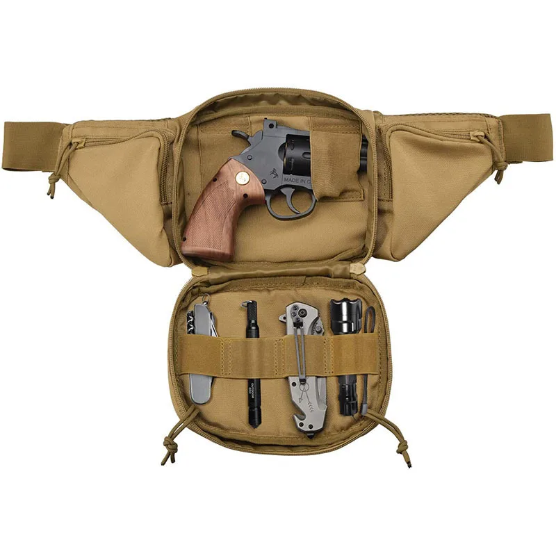 Military Tactical Waist Gun Bag Belt Bumbag Waterproof Nylon Molle EDC Fanny Phone Pouch for Hunting Climbing Camping