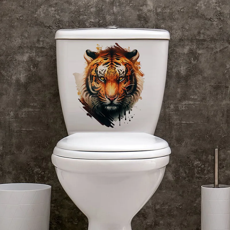 Watercolor Tiger Wall Stickers Vinyl Decal Toilet Lid Cabinet Door Refrigerator Car Decoration Art Wallpaper