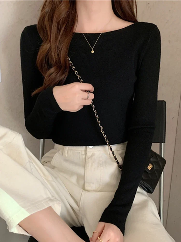 Fashion Ribbed Women Sweater Knitted Soft Pullovers Jumpers Basic Solid Soft Long Sleeve Sweaters For Women Autumn Winter Tops