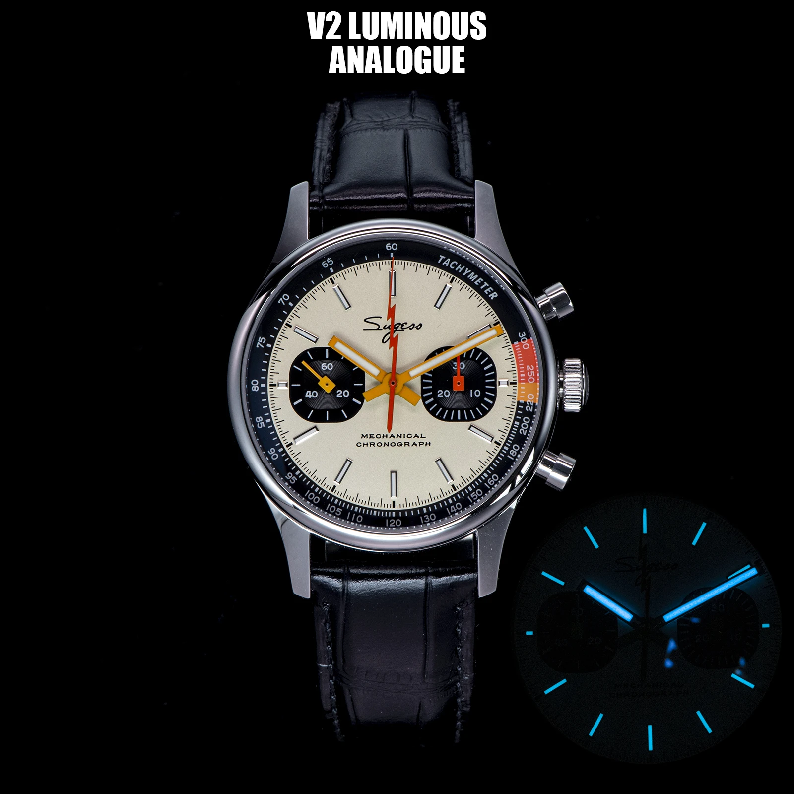 Mechanical watch Sugess Pilot Mechanical Watch for Tianjin ST19 Chronograph Swanneck Movement Wristwatches Sapphire Crystal Limited Sports Racing