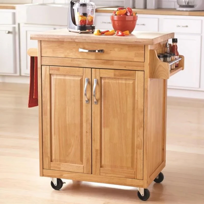 Mainstays Kitchen Island Cart with Drawer and Storage Shelves, White