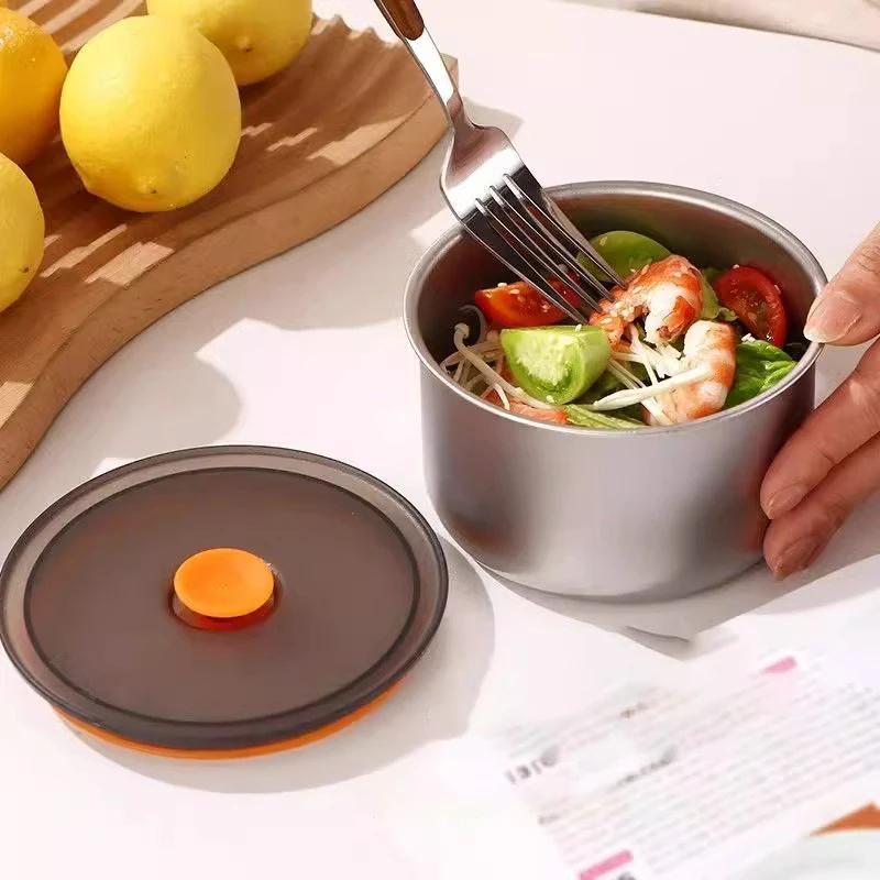 Stainless Steel Fresh-keeping Bowl Household Storage Preservation Sealed Box Portable Picnic Moisture-proof Food Fruit Bento Box