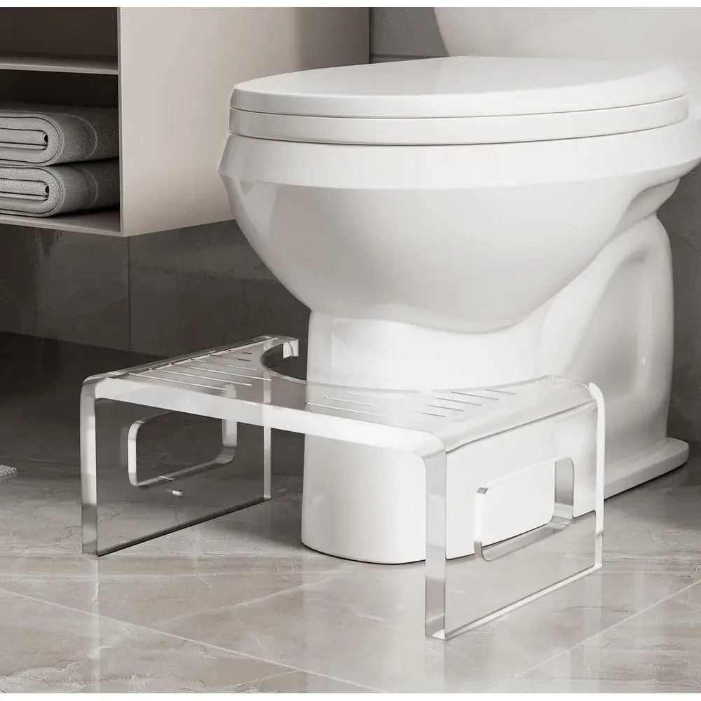 7" Acrylic Toilet Stool Optimal Bowel Movement 15mm Thickness 300LBS Capacity Non-Slip Bathroom Stool Child-Friendly Step Stool 2