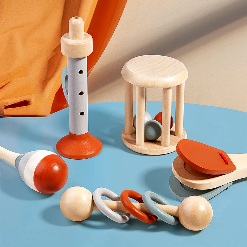 5Pcs Baby Musical Instruments Sensory Rattle Toys Early Educational Baby Musical Toys Montessori Toys Birthday Gifts for Kids 2