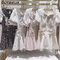 Lolita Clothes Japanese Mine Mass-Produced Short-Sleeve Shirt Shorts Set Women Sweet Cute Doll Collar Shirt Dress Two-Piece Suit 2