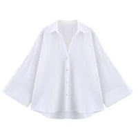 MUJER rayé chemise femme blanc chemises décontractées amples pour les femmes été boutonné chemises et chemisiers femme à manches larges haut pour femme 3
