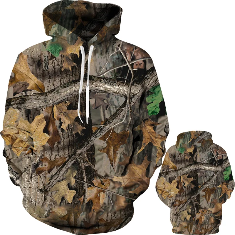 

Winter Autumn Leaves Camouflage 3D Hoodies Women Man Tracksuit Outdoor Sportwear Men Clothing Oversized Hoodie