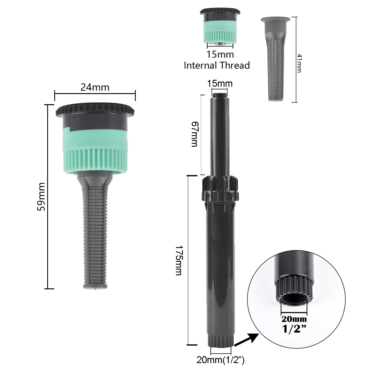 1/2 Inch Popup Sprinklers With 7 Types 0&deg;~360&deg; Adjustable Replacement Scattering Nozzles Garden Park Grass Lawn Irrigation Tool garden sprinkler irrigation sprinklers drip irrigation sprinklers garden irrigation nozzle garden sprayer nozzles