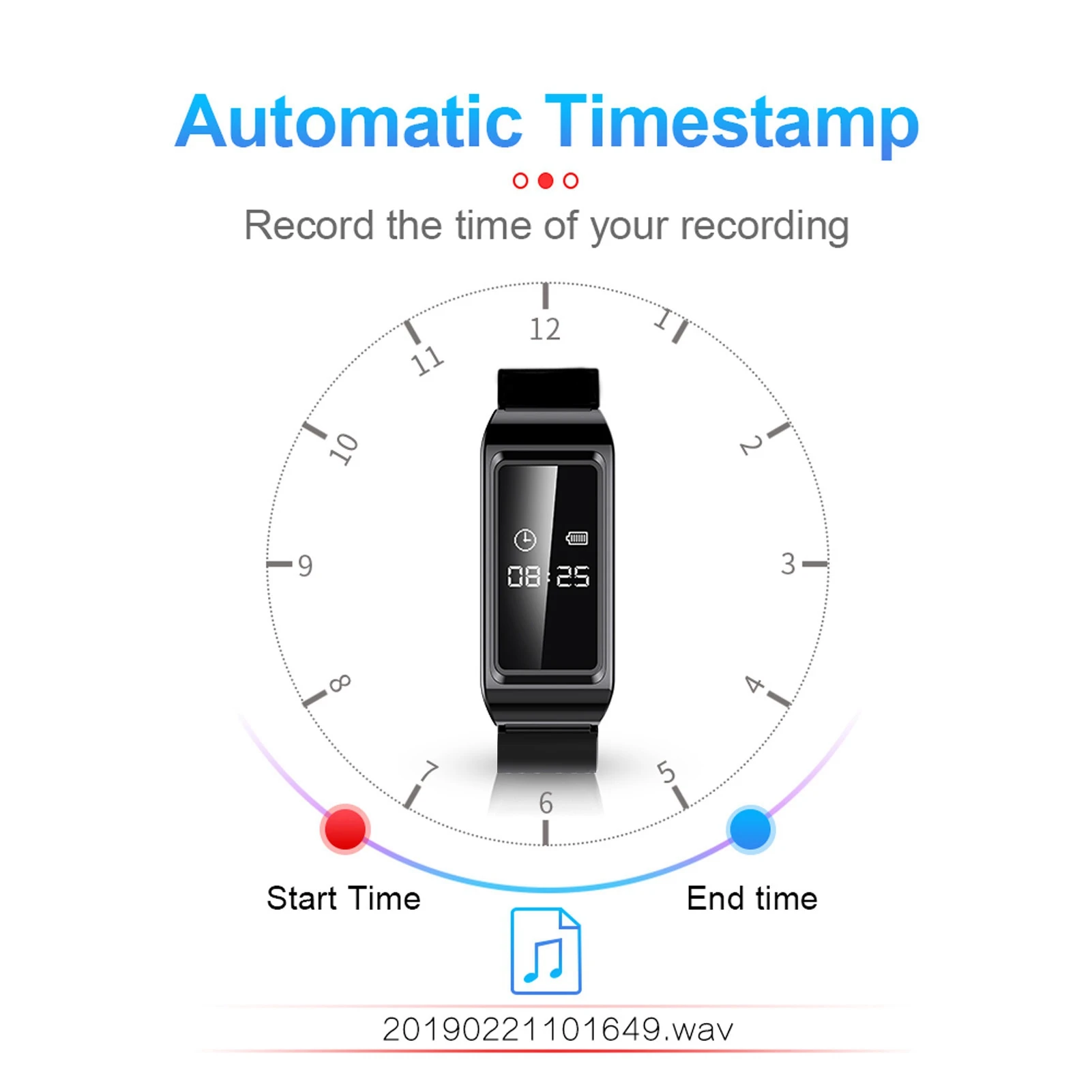 Camera Recorder Watch Recorder Watch HD Noise Reduction Voice Activated Sweat Proof Camera Bracelet Meeting Speech voice recorder
