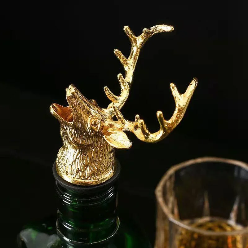 Stainless Steel Red Wine Stopper Champagne Bottle Deer Head Beverage Cork Vacuum Seal Wedding Kitchen Tools Bar Decor Accessory wine accessories wine bottle stoppers