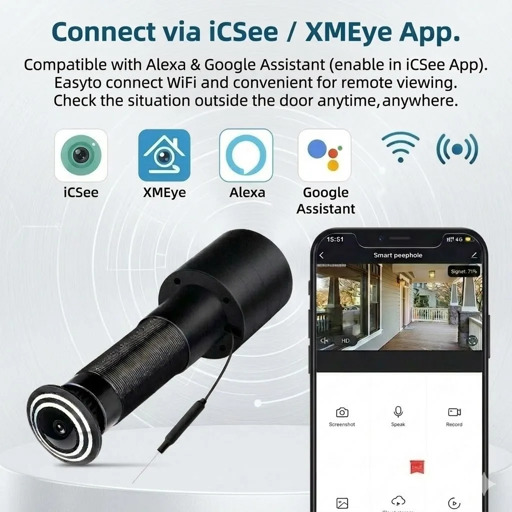 iCSEE Door Eye Hole Security 3MP 2K HD 170° Wide Angle FishEye CCTV Network Mini Peephole Door Wifi Camera P2P Xmeye VMS 6