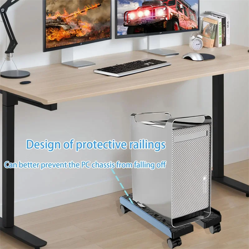 Computer Stand Mobile PC Tower Adjustable Shelf CPU Holder