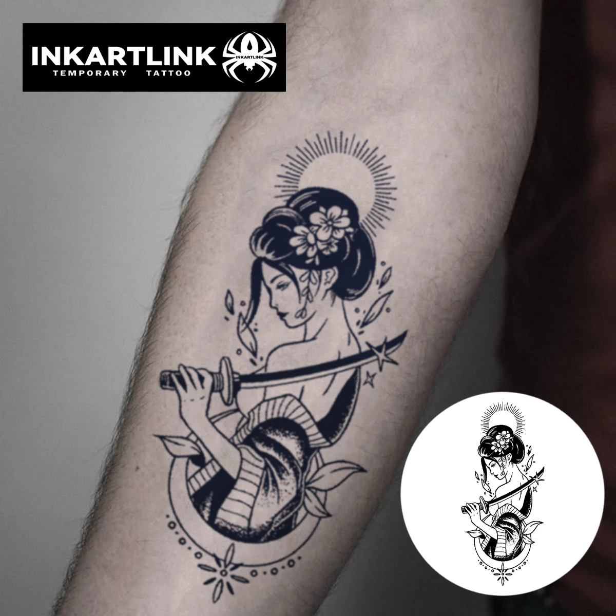 Ukiyo-e Samurai tatuaje temporal pegatina, tatuaje mágico impermeable, dura  hasta 15 días tatuaje falso, tatuaje semipermanente - AliExpress, image size:1200x1200