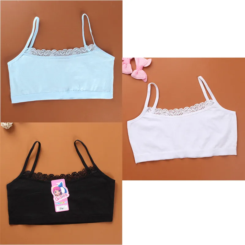 Description Picture 4 of item3Pcs/1pc  Young Girls Lace Puberty Teenage Soft Cotton Underwear Training Bra Crop Top 8-14years бюстгальтер женский lace bra