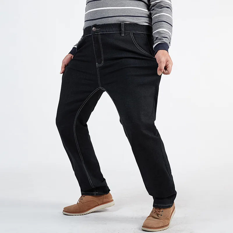 High Waisted Plus Size 200KG Jeans Men Big Size Ropa Talla 56 48 52 Thick Trousers Plus Loose Black Elastic Straight Denim Pants 4