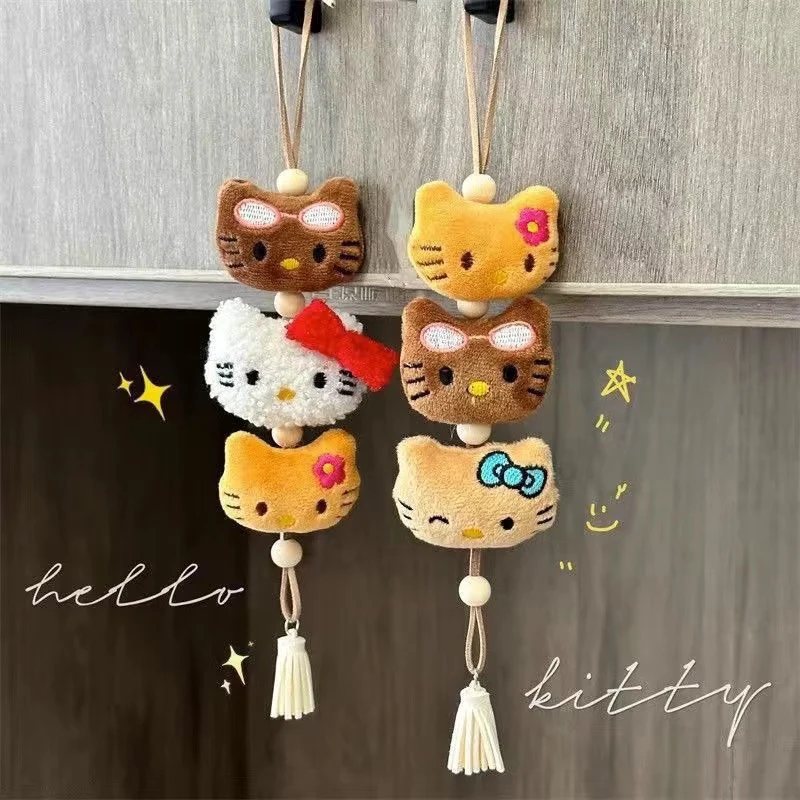 

Милые аксессуары для рюкзака с подвеской в виде искусственной кожи Hello Kitty Плюшевые Вещи Y2K брелок Мультяшные периферийные игрушки