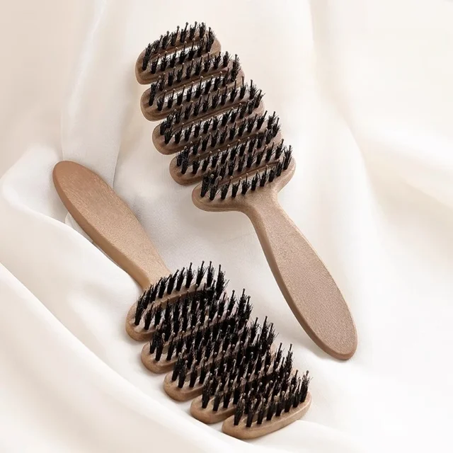 Brosse à cheveux en poils de sanglier, peigne antistatique, peigne de Massage de coiffure, brosse à cheveux bouclée, outils de coiffure pour Salon de coiffure, outils de maquillage 1