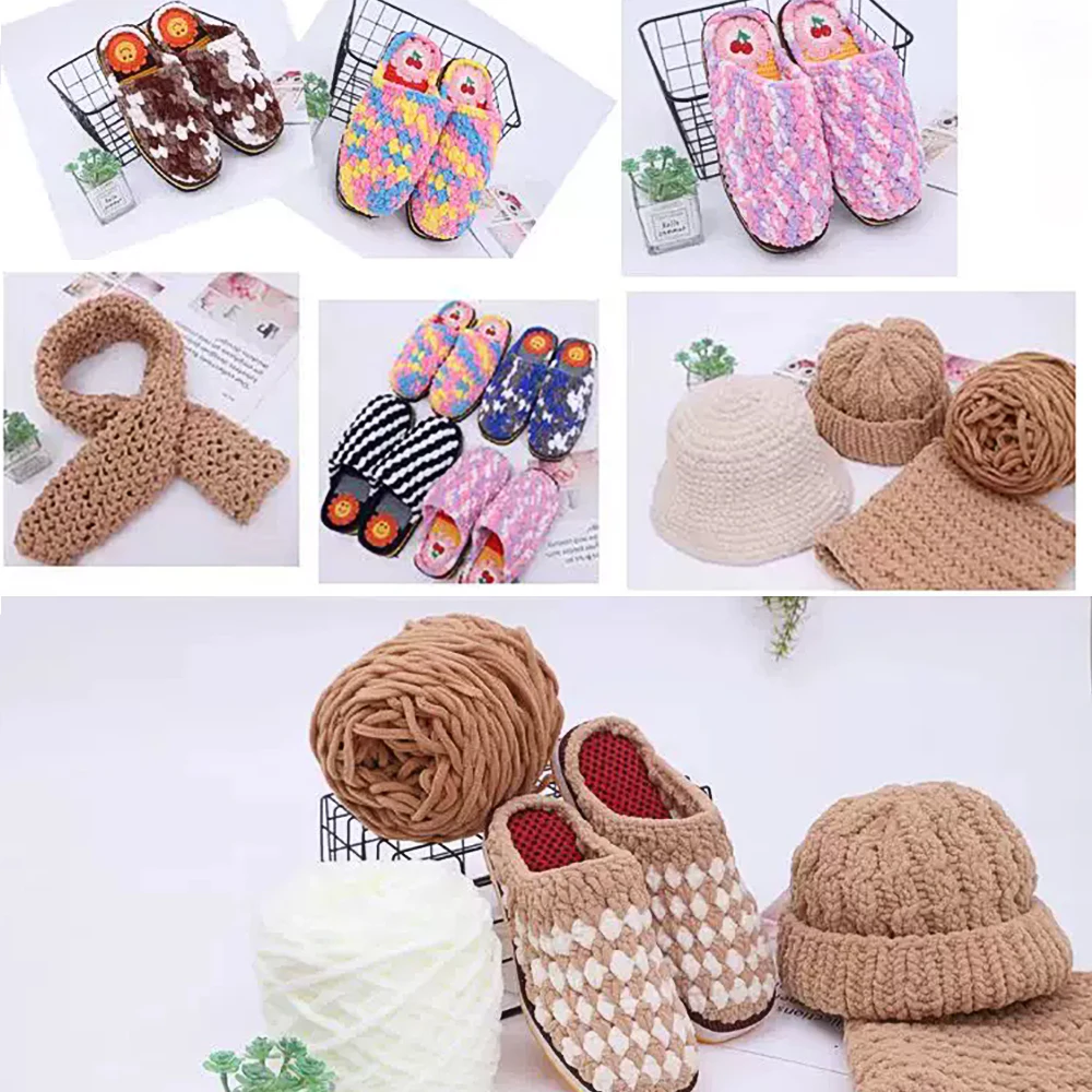QJH 5 Pcs Chunky Chenille Yarn (95g/3.35oz), Worsted Yarn for DIY Crocheting Hand Knitting Blanket, Sweater Shawl Scarf Gloves 5
