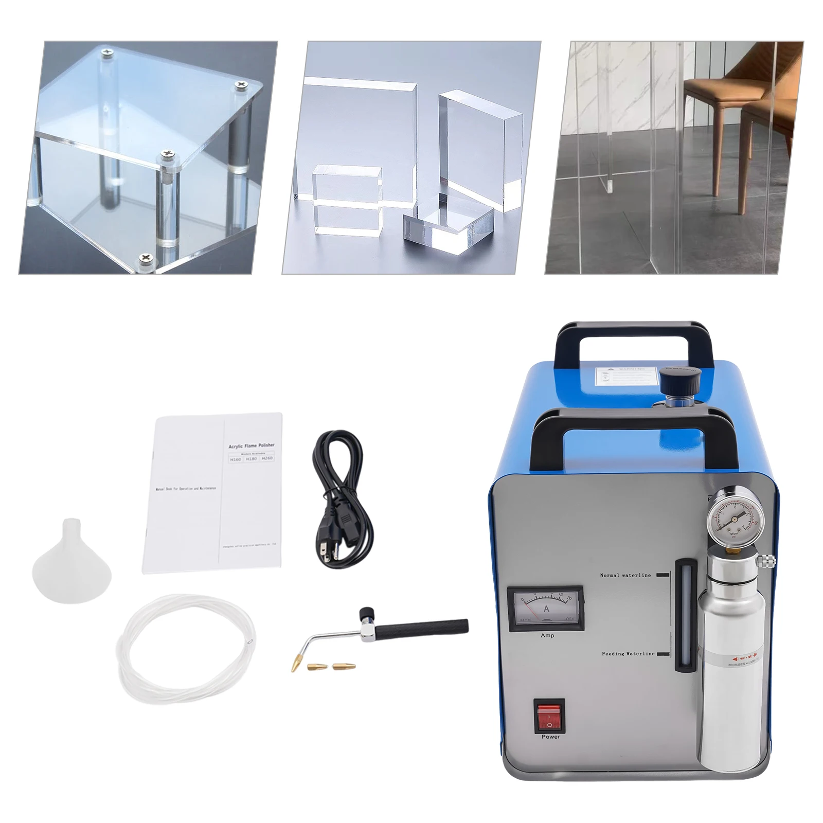 Acrylic Polishing Machine Polisher w/Flame Torch H180 95L/h Oxygen-Hydrogen Generator Water Welder HHO 3