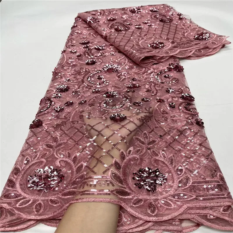 

Нигерийская гипюровая кружевная ткань для женщин, вышивка блестками, французский тюль, высокое качество, новое платье, мода, 2023 г.