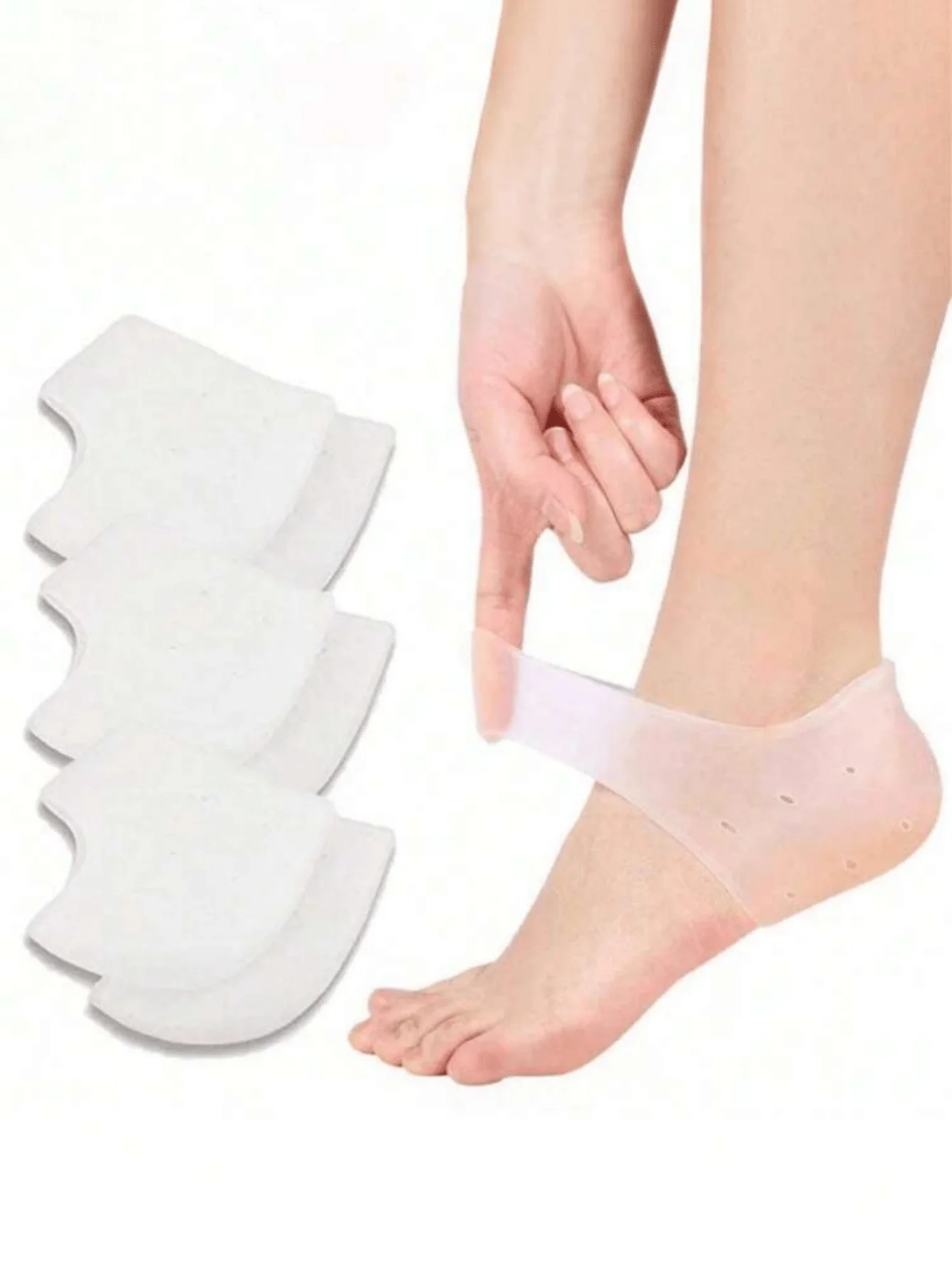 Silicone Gel Heel Protector Heel Cups Spurs Cracked Plantar Fasciitis Gel Heel Pads Sleeve Socks Feet Care Skin Repair Cushion
