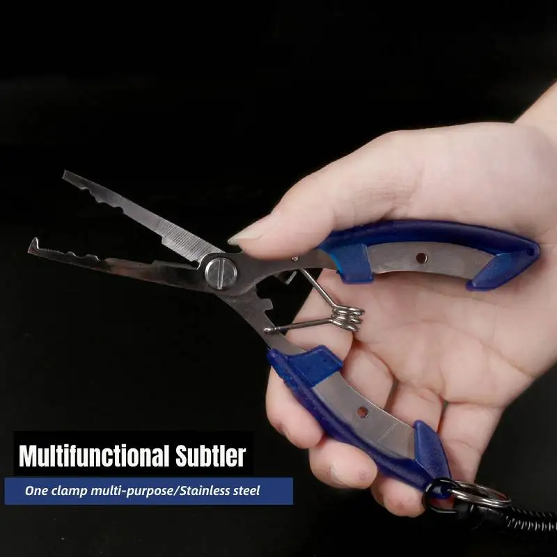 

Professional Clamp Take Fishing Hook Tie Hook Pliers A Multi-Functional Fish Controller Fishing Equipment Stainless Steel Blue
