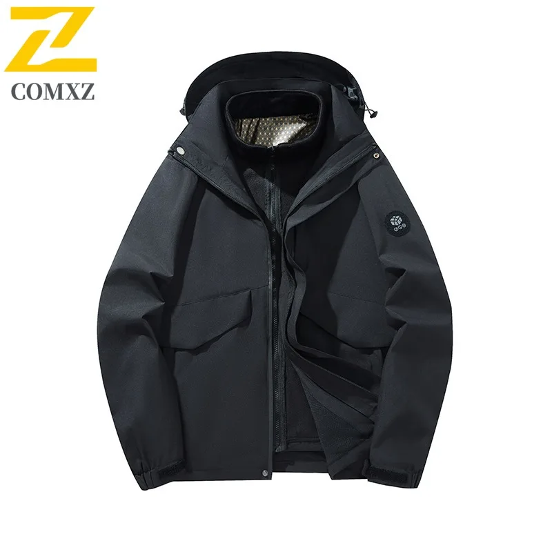 COMXZ Casual Hooded Men Jacket Outdoor Travel Windproof Warm Parka Premium Hiking Comfortable Cold Resistant Winter New Clothing